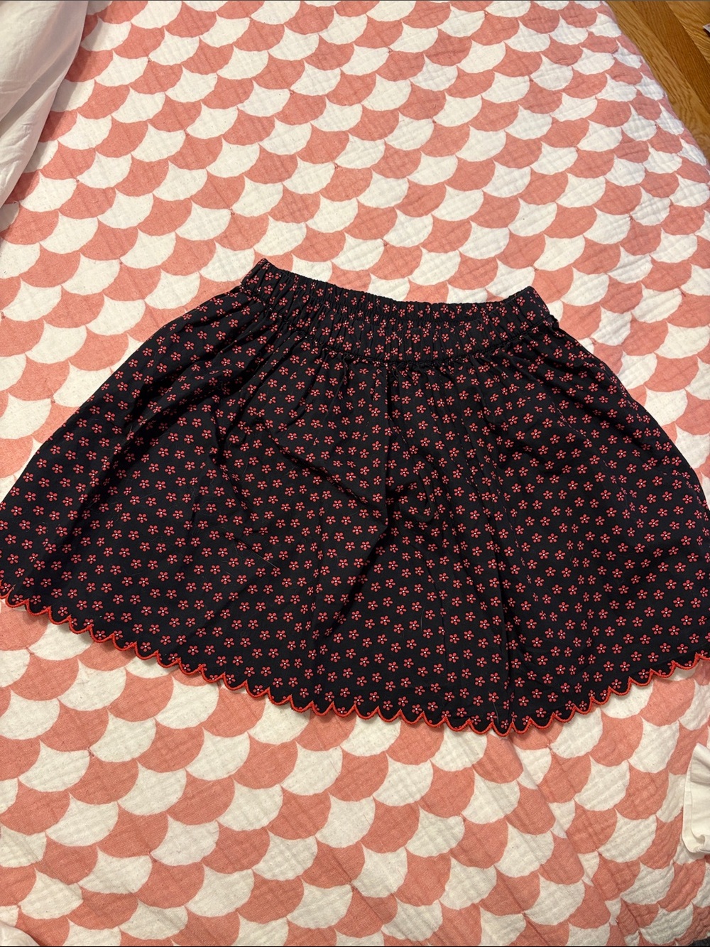 Girl’s Black Skirt with Red Floral Print